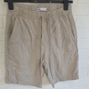 Zara Beige Linen Blend Men's Shorts